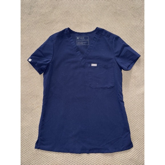 Figs Tops - FIGS Women's Technical Collection Scrub Top Blue Short Sleeve Button Up‎ Sz 2XS